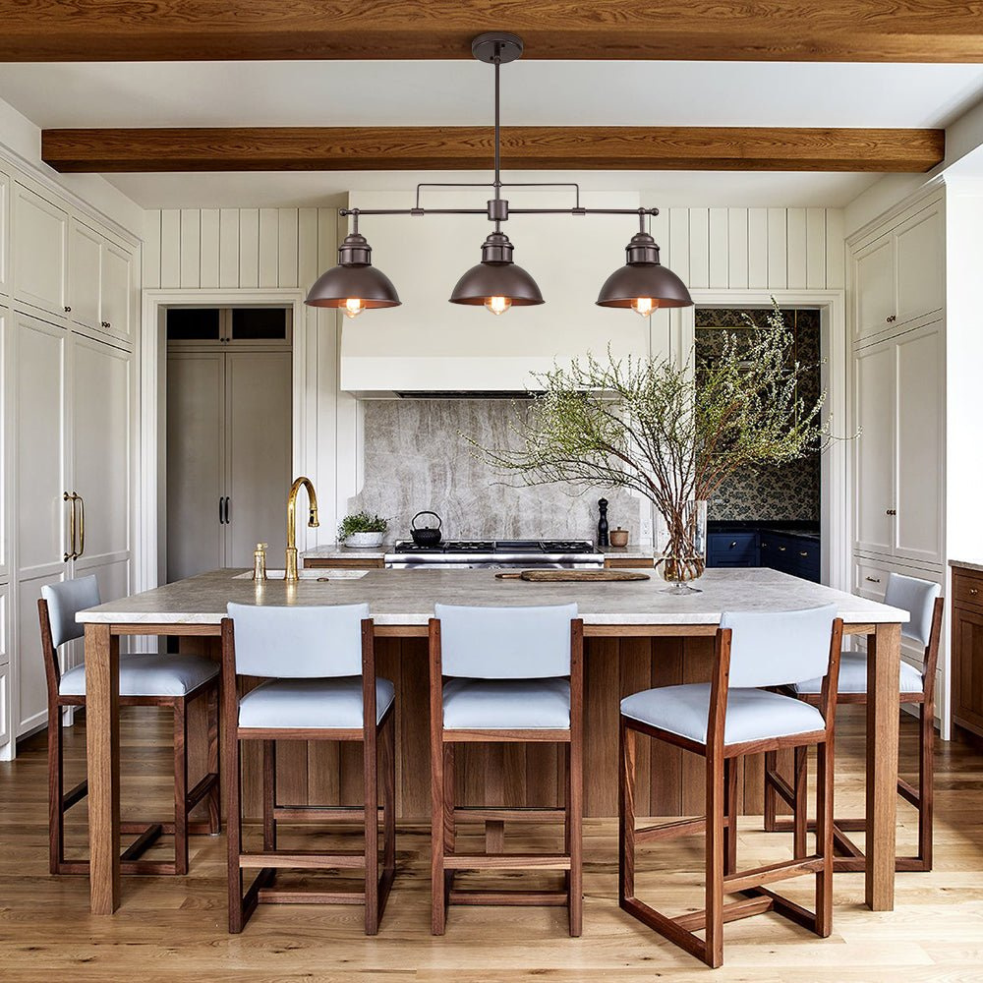 厨房和餐厅用吊灯 | 三灯罩圆顶式向下照明