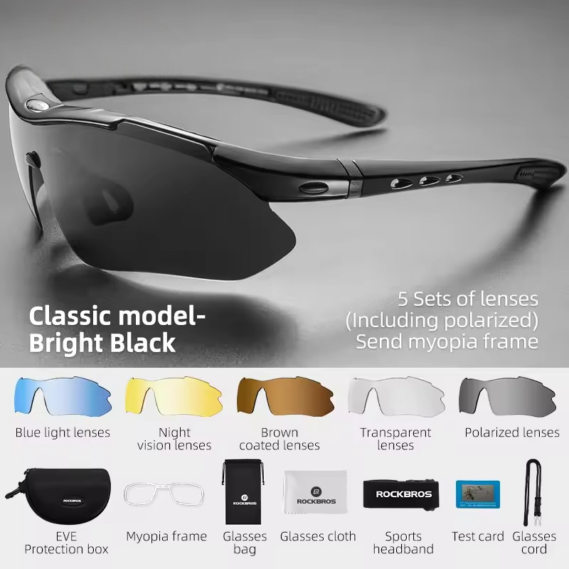 Polarizované cyklistické brýle – fotochromatické MTB sluneční brýle s 5 čočkami
