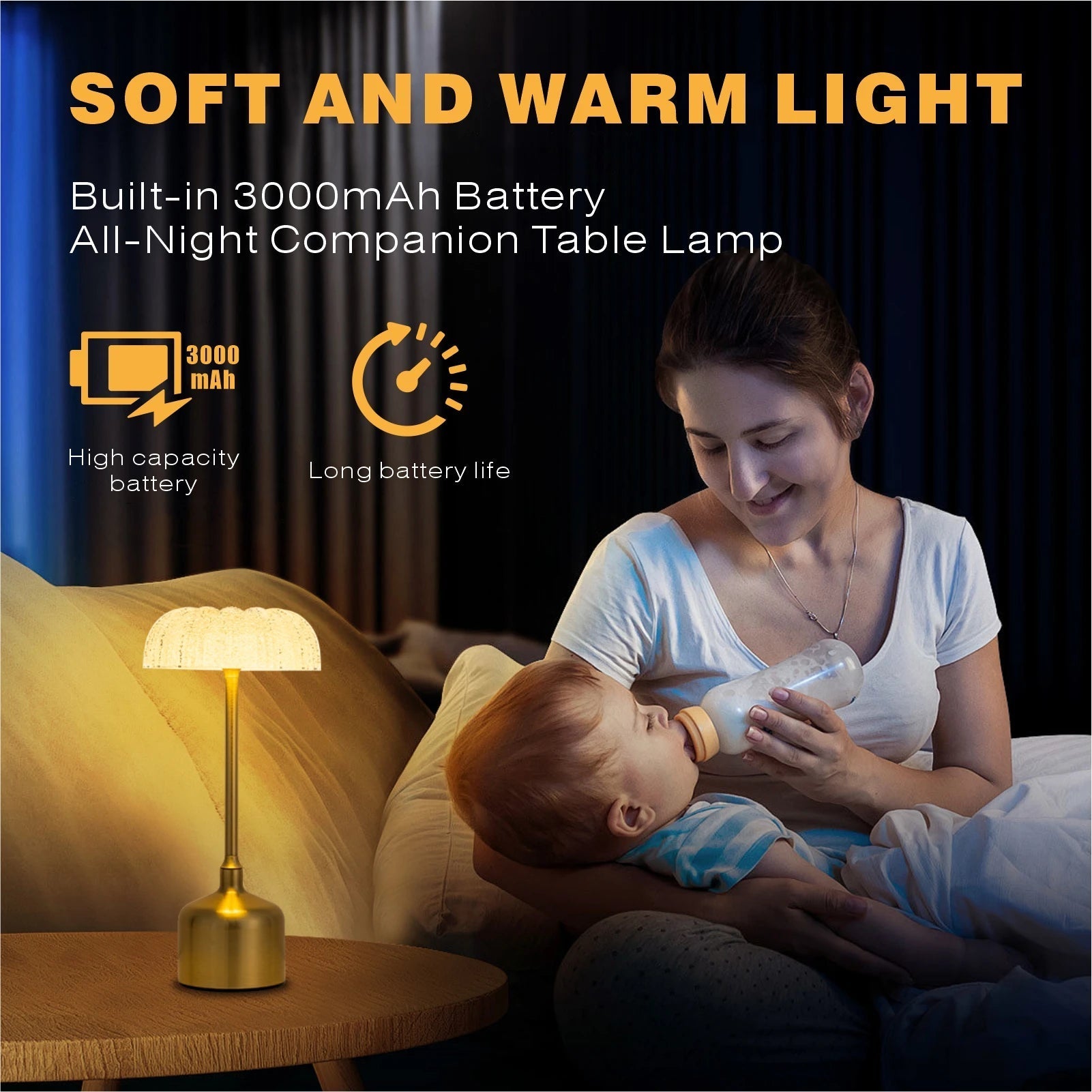 Candeeiro de mesa de flor de cristal recarregável