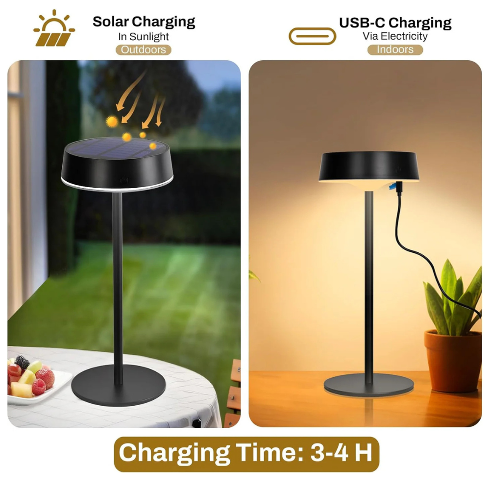 Lámpara de mesa recargable para exteriores