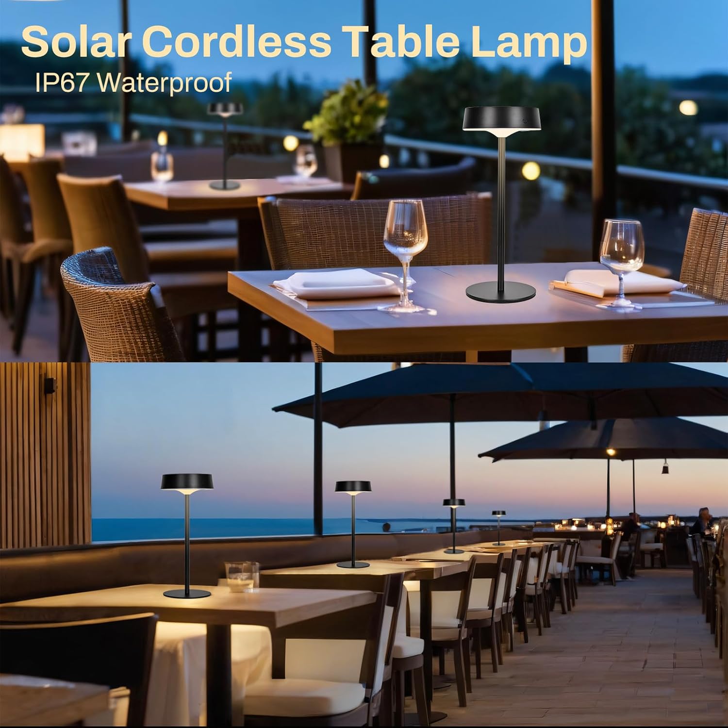 Lámpara de mesa recargable para exteriores