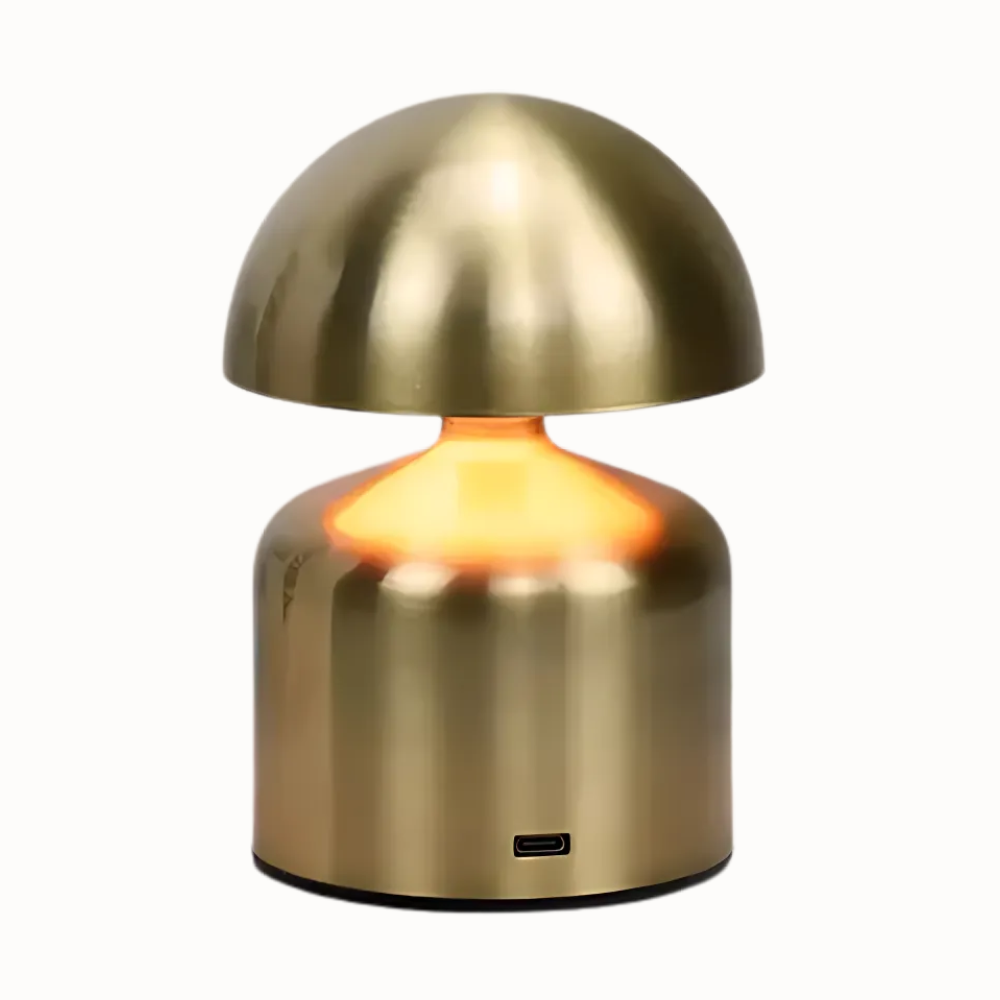 Lámpara de mesa retro con forma de hongo recargable