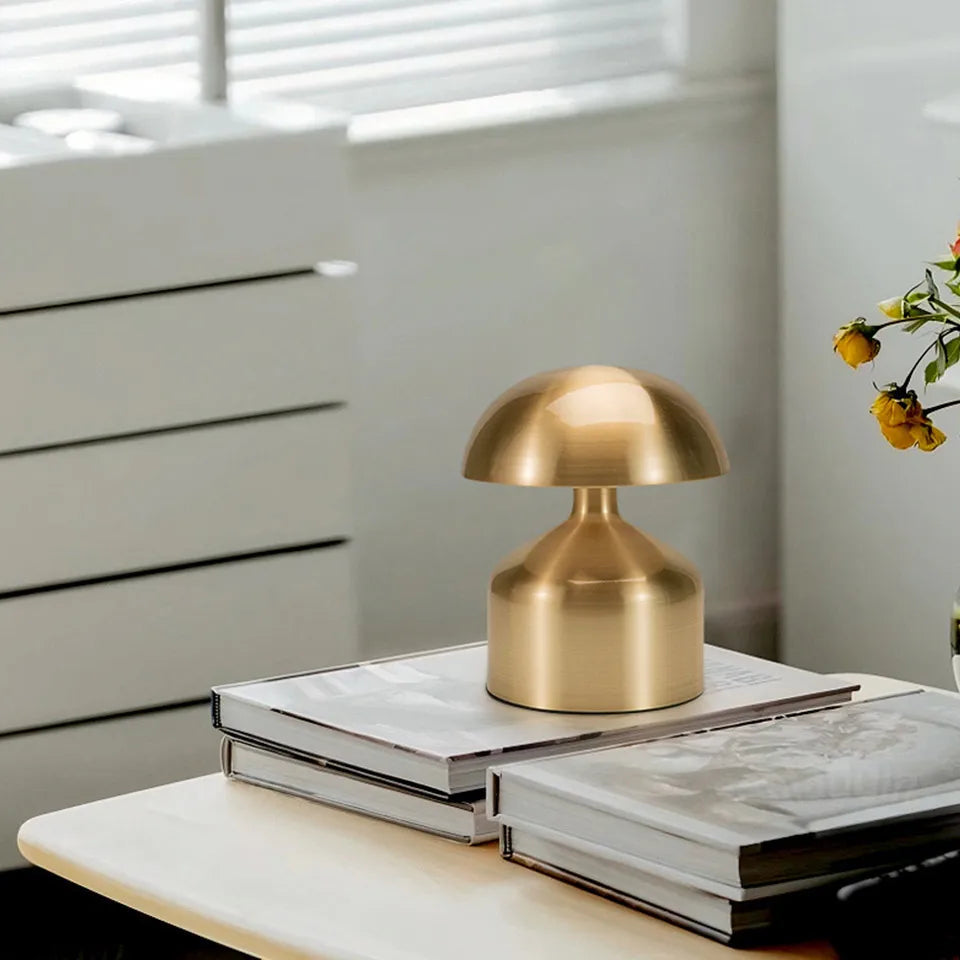 Candeeiro de mesa retro cogumelo recarregável
