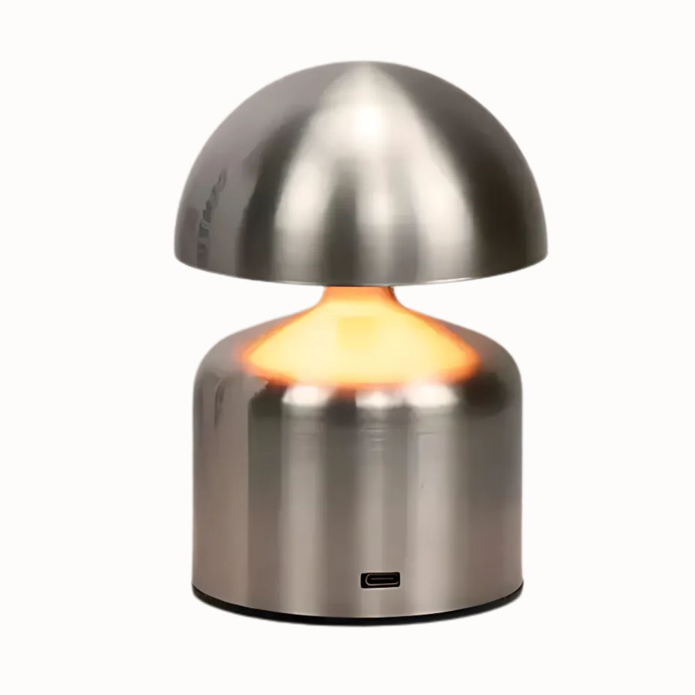 Lámpara de mesa retro con forma de hongo recargable