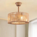 Retro rattan fan ceiling lamp