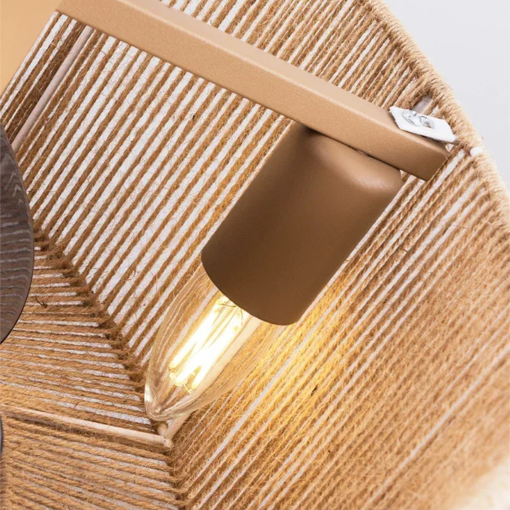 Retro rattan fan ceiling lamp