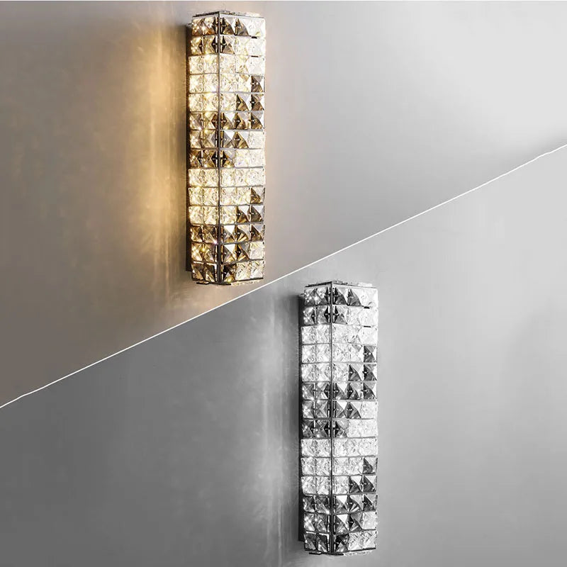 Lunara Crystal Wall Light | Modern Stainless Steel Glow