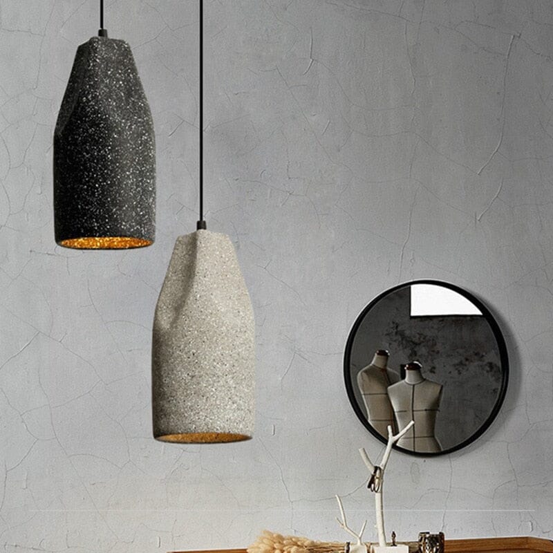 Industrial Terrazzo Cement Chandelier With Cord Pendant by Ardent Studio