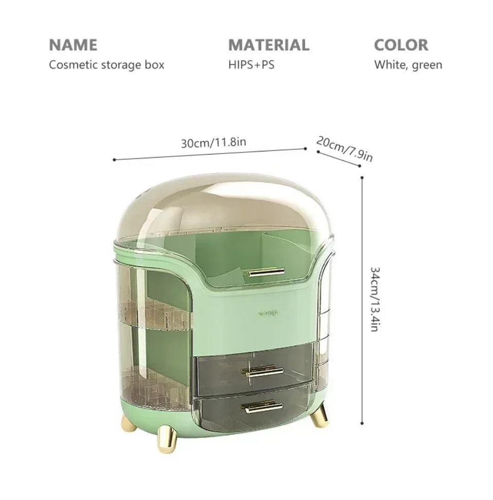 Průhledný stolní organizér na make-up – velkokapacitní prachotěsná krabička na šperky a kosmetiku