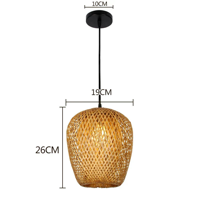 Hand Knitted Bamboo Pendant Lamp – Eco-Friendly Style Hanging Light for Home and Restaurant Decor