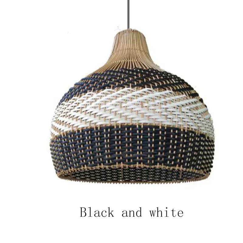 Aurea Handwoven Rattan Pendant Light With Herringbone Pattern