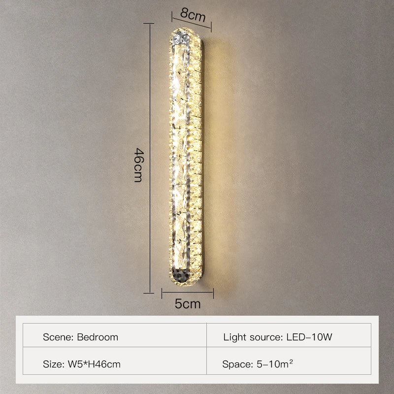 Aurelia Crystal Chrome LED Wall Lamp With K9 Crystal