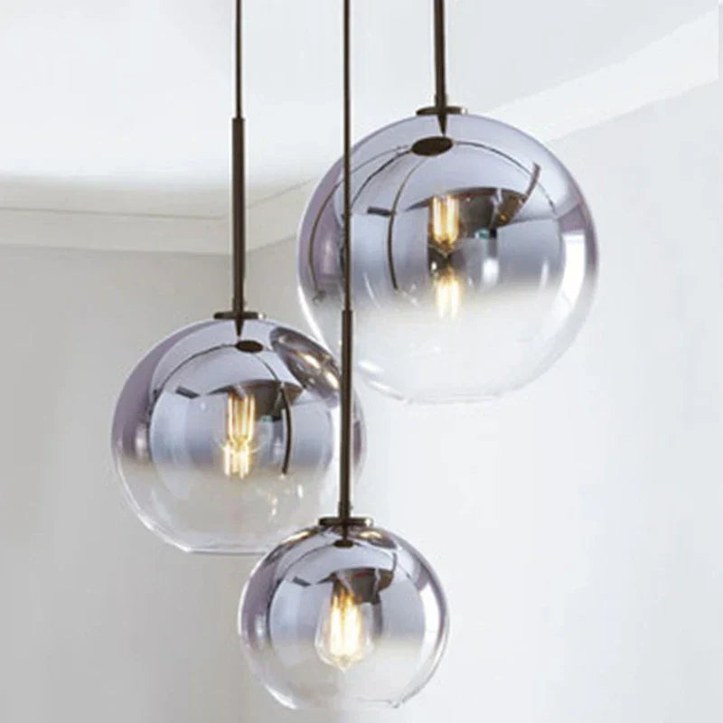 LyraNova Gradient Glass Globe Pendant Light in Brushed Gold