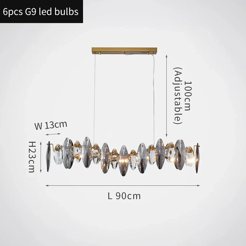 Lyvara Crystal Oval Chandelier With Sixteen Strip Shades