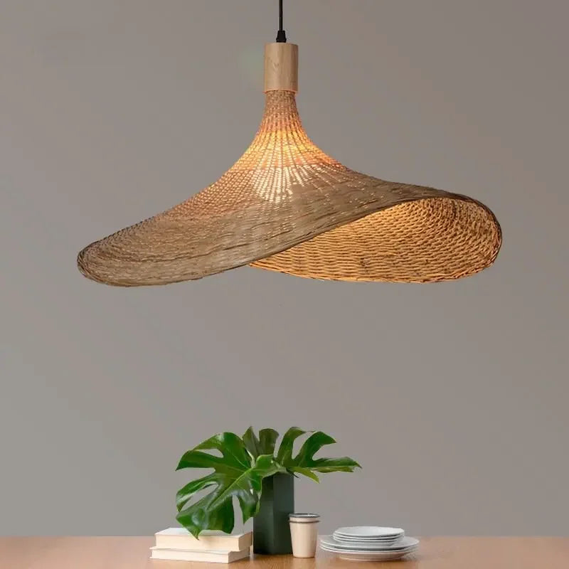 Hand Knitted Bamboo Pendant Lamp – Eco-Friendly Style Hanging Light for Home and Restaurant Decor