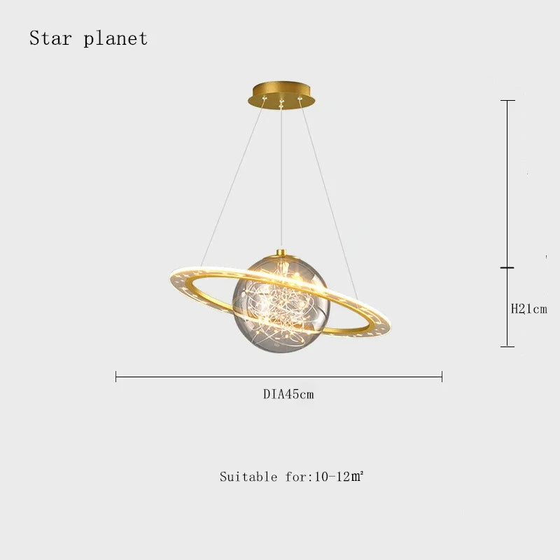 NovaLume Orbits LED Planet Acrylic Pendant Light for Kids Room