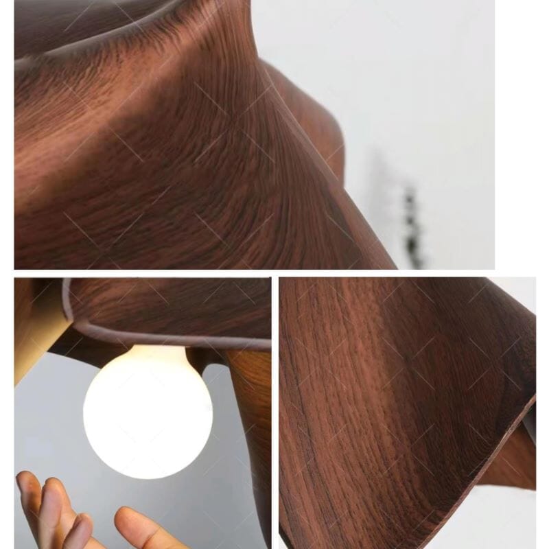 Folded Black Resin LED Pendant Lights With Adjustable Chain