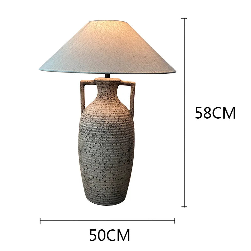 Narae Ceramic Desk Lamp Handmade Japanese Inspired Linen Shade