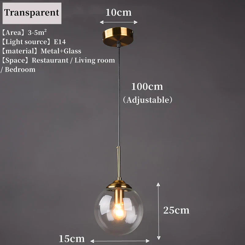 Modern Nordic Glass Pendant Lamp – Stylish Kitchen Pendant Lighting with Metal Fixture for Living and Dining Rooms