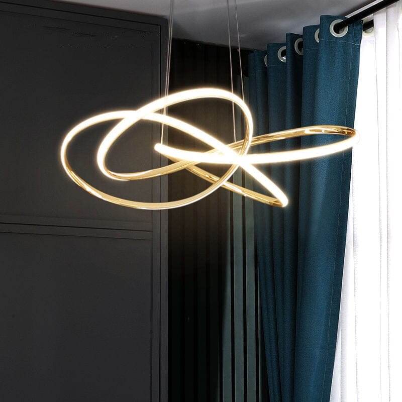 Aurelia Swirl Nordic Chandelier In Warm Gold With Dimmable LED Lighting