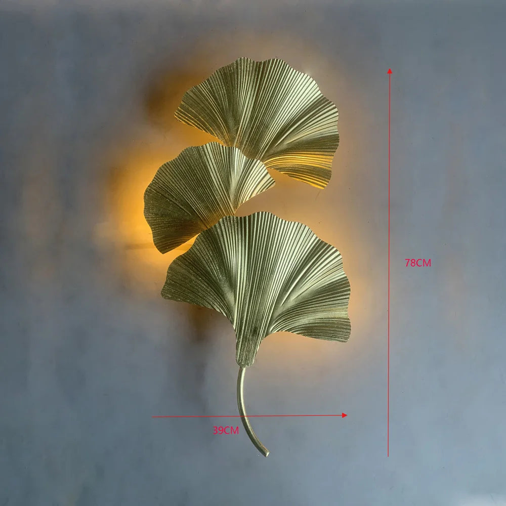 Aurelle Leaf Wall Lamp Mid Century Style With Warm Gold Finish