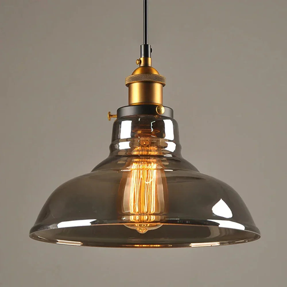 Industrial Glass Pendant Light – Retro Hanging Fixture for Home & Bar