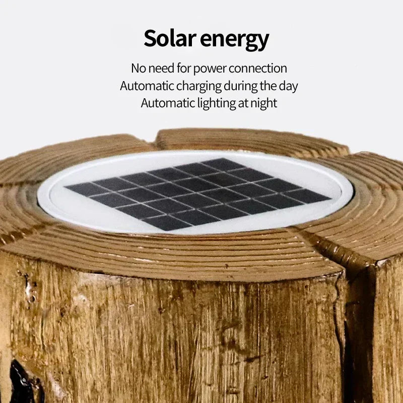 ForestGlow Outdoor Wood Stump Lamp Handcrafted From Reclaimed Logs