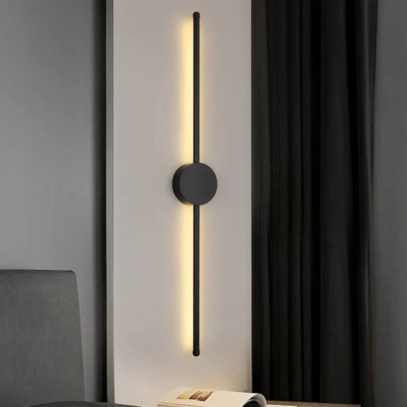 Modern I-Shaped LED Wall Light – Adjustable Three-Tone Wall Lamp for Bedroom and Living Room, Black Aviation Aluminum Sconce