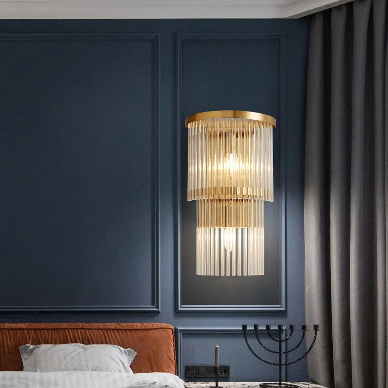 Elara Cascade Crystal Wall Lamps With Crystal Cut Details