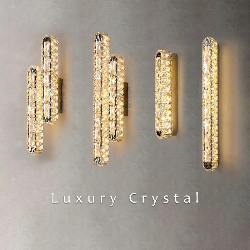 Aurelia Crystal Chrome LED Wall Lamp With K9 Crystal