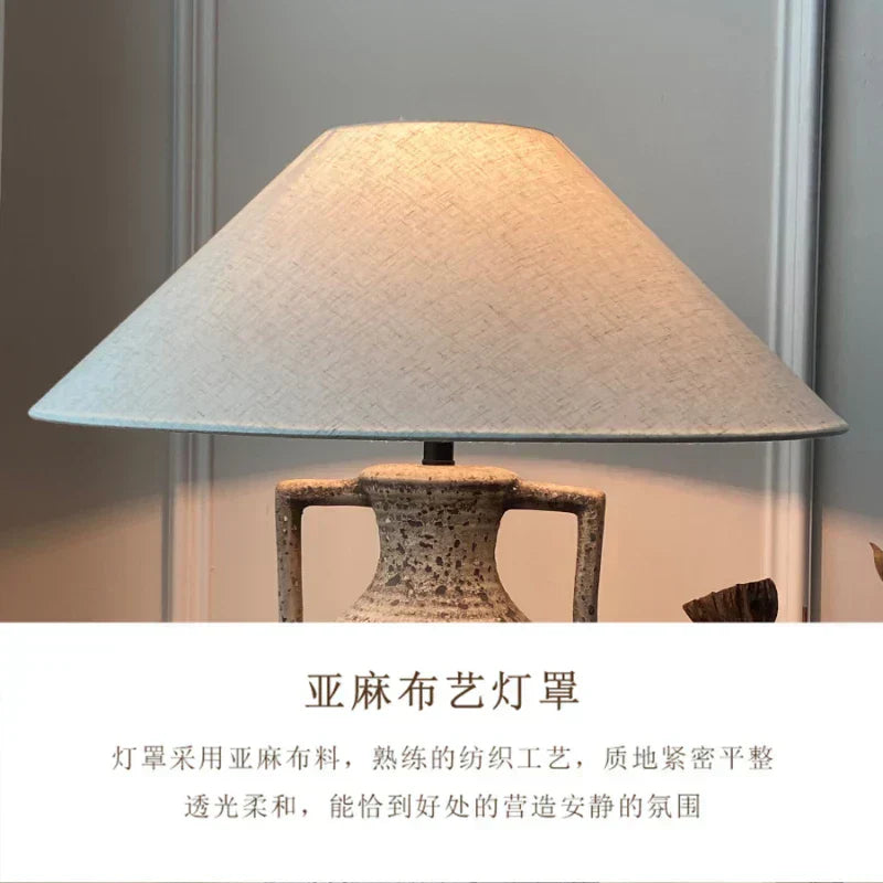Narae Ceramic Desk Lamp Handmade Japanese Inspired Linen Shade