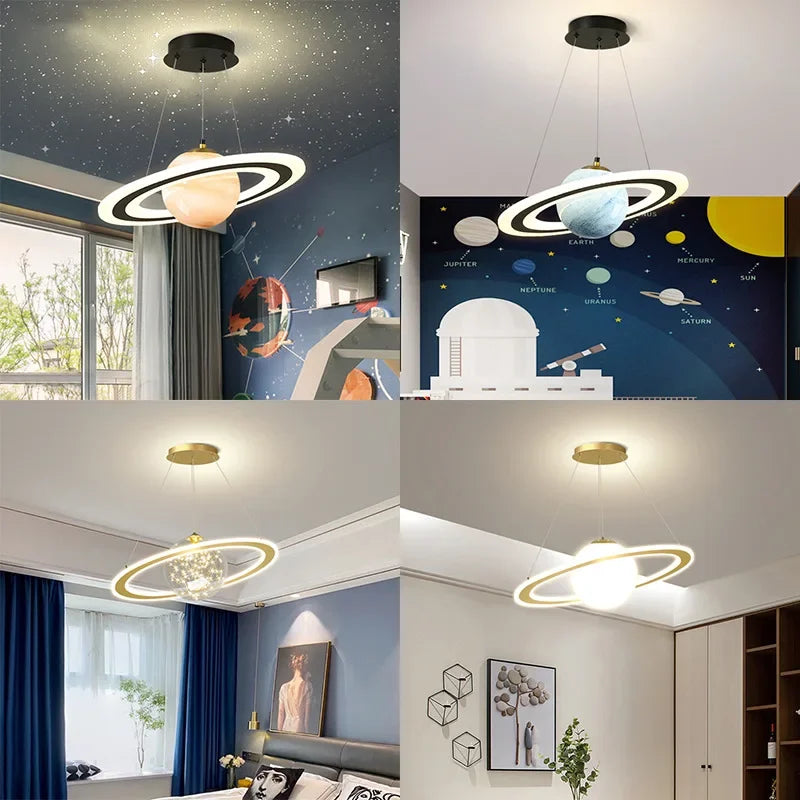 NovaLume Orbits LED Planet Acrylic Pendant Light for Kids Room