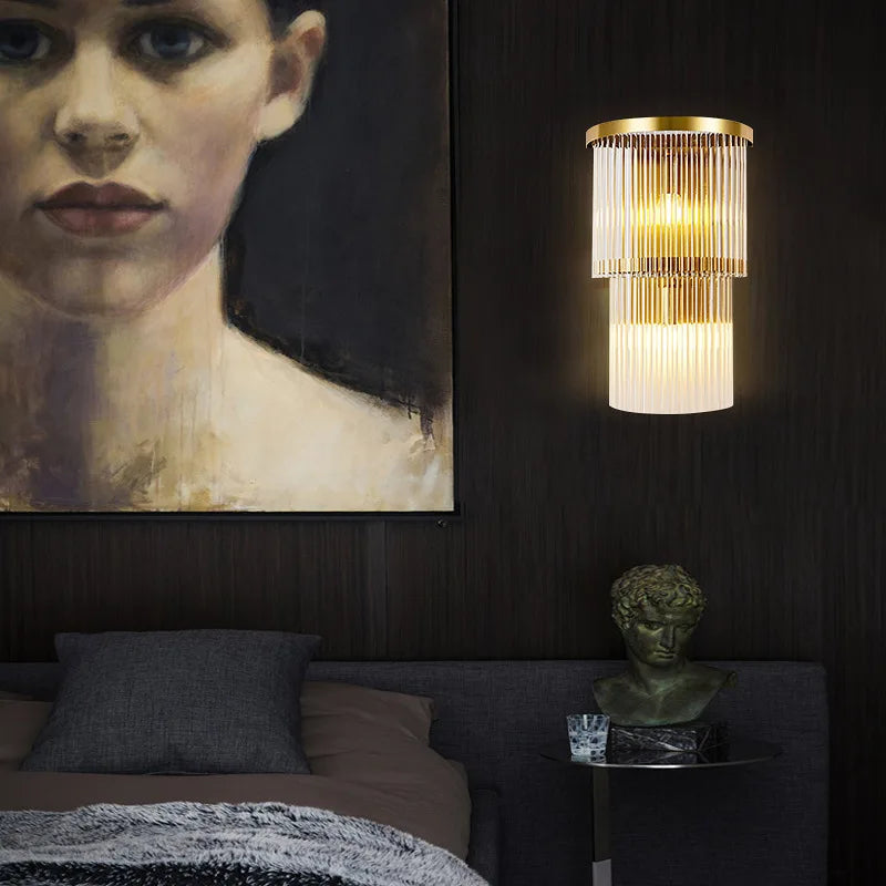 Elara Cascade Crystal Wall Lamps With Crystal Cut Details