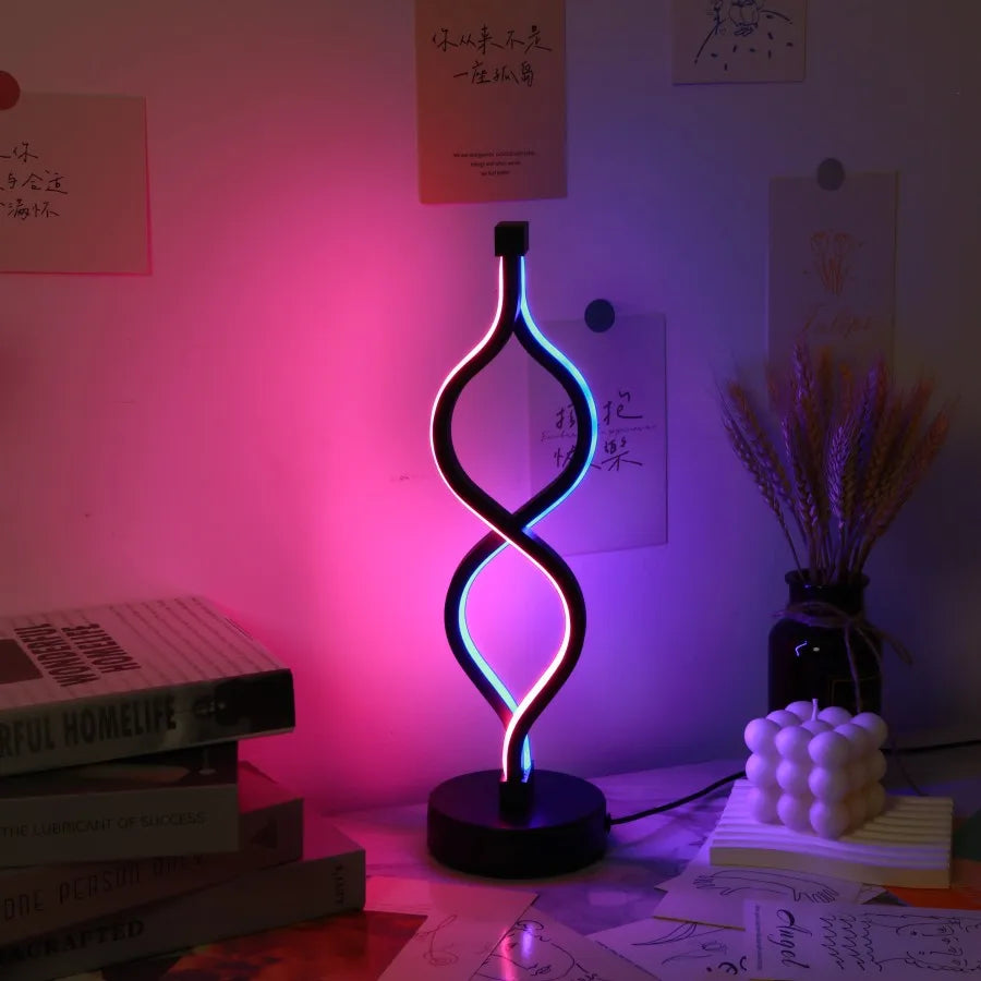Nyra USB Desk Lamp With Black Body And Purple Accent Focused Task Light