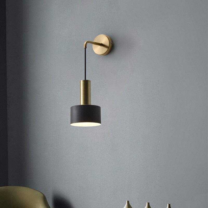 AuricNoir Modern Black and Gold Wall Sconce With LED Lighting