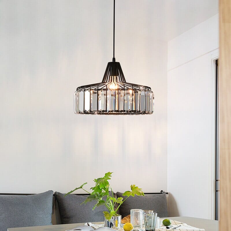 Lyra Crystal Pendant Light With Iron Fixture And Prismatic Glow