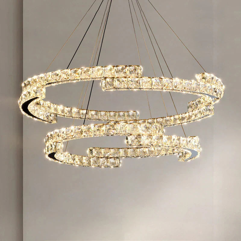 Aurelia Crystal Pendant Light In Stainless Steel With Warm Gold Finish