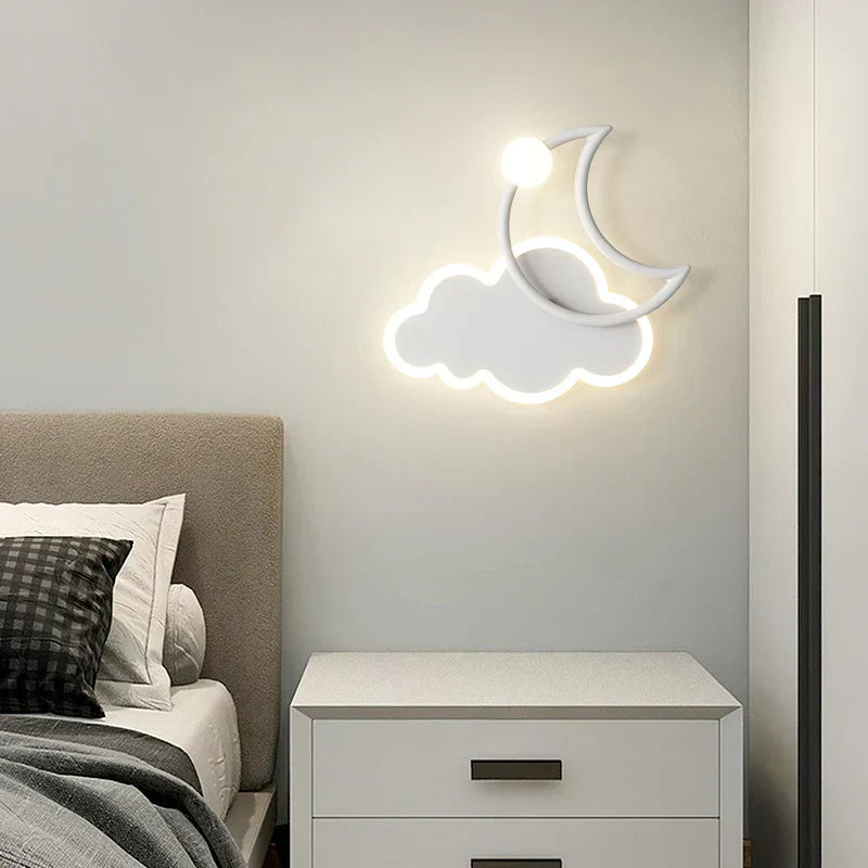 Lunara Cloud Moon LED Wall Light For Kids Bedroom With Gentle Night Glow