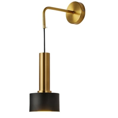 AuricNoir Modern Black and Gold Wall Sconce With LED Lighting