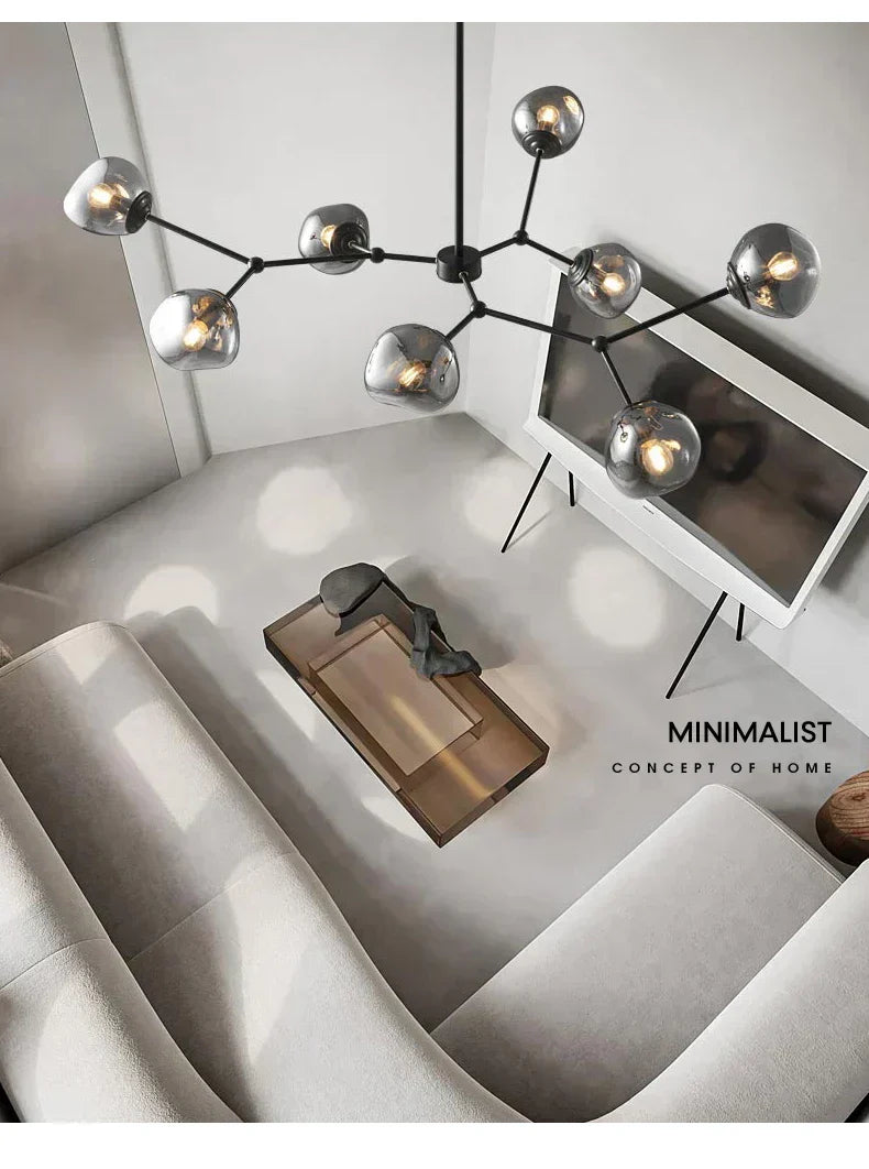 Vellara | Sleek Lava Glass Chandelier