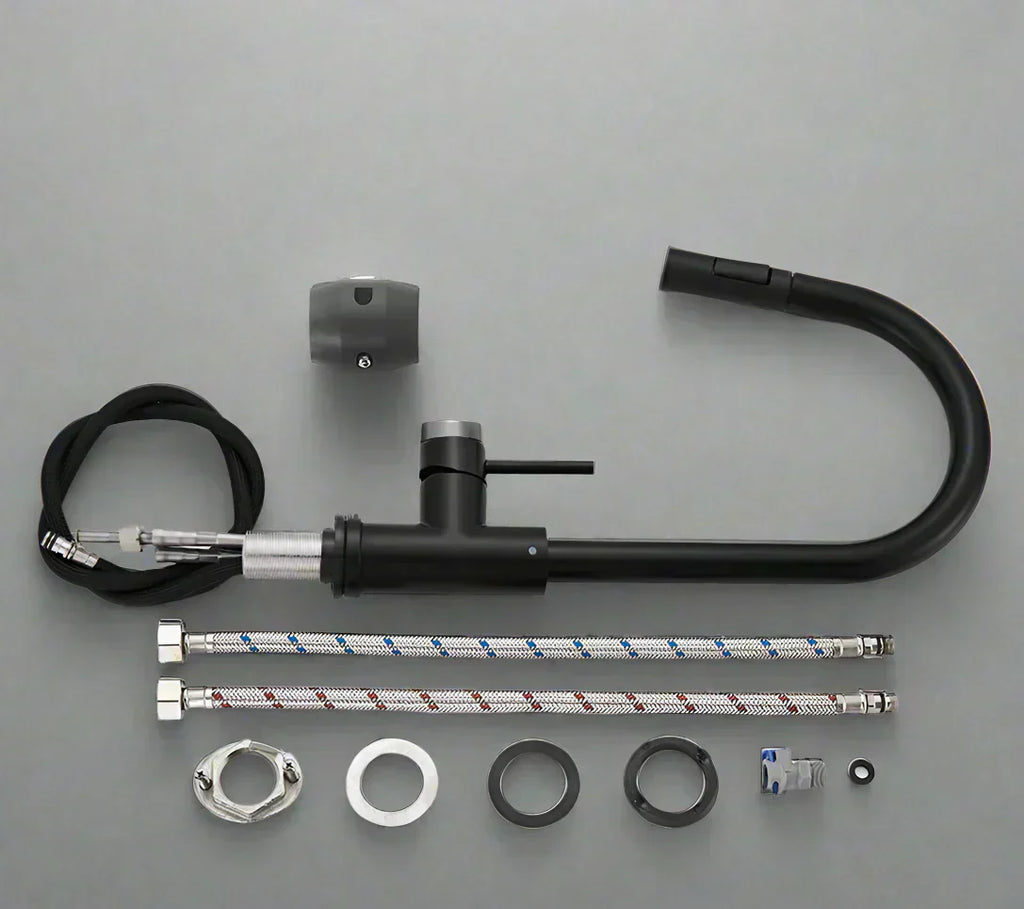 ヴェラロ スリムブラック キッチン蛇口 プルアウトスプレーヤー