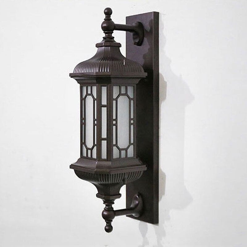Aldren Frosted Glass Lantern Sconces Waterproof Porch Lights Black