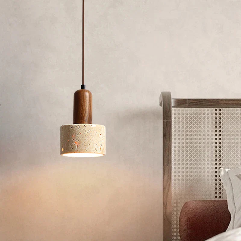 Wabi Sabi Pendant Lamp – Yellow Marble Lighting - Durable Travertine Material