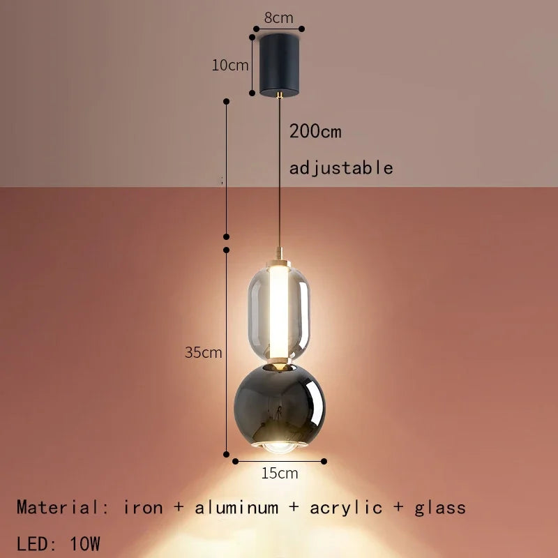 Lyrae Spherical Pendant Light With Clear Oval Shade