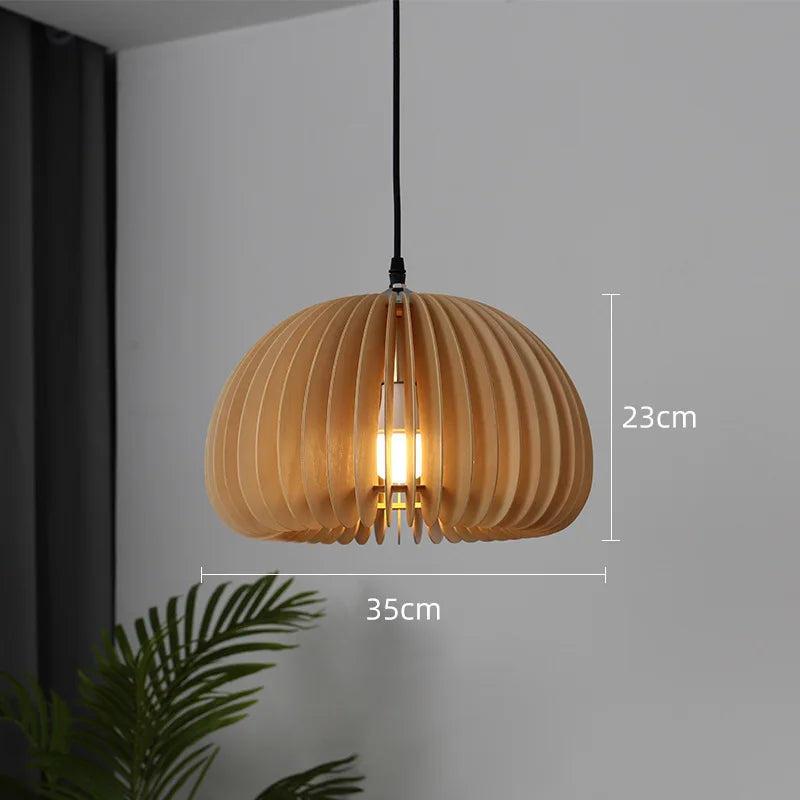 SylvaCraft Autumn Pumpkin Pendant Light in Bamboo with Iron Finish