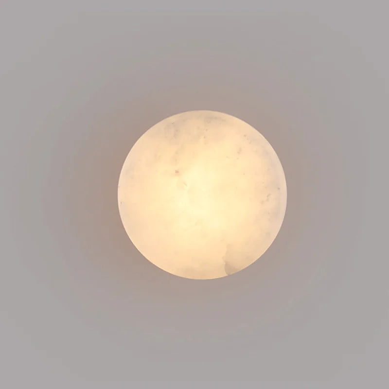 Modern Round LED Wall Lamp in Natural Marble - Elegant Wall Lights Indoor for Living Room and Bedroom Sconces