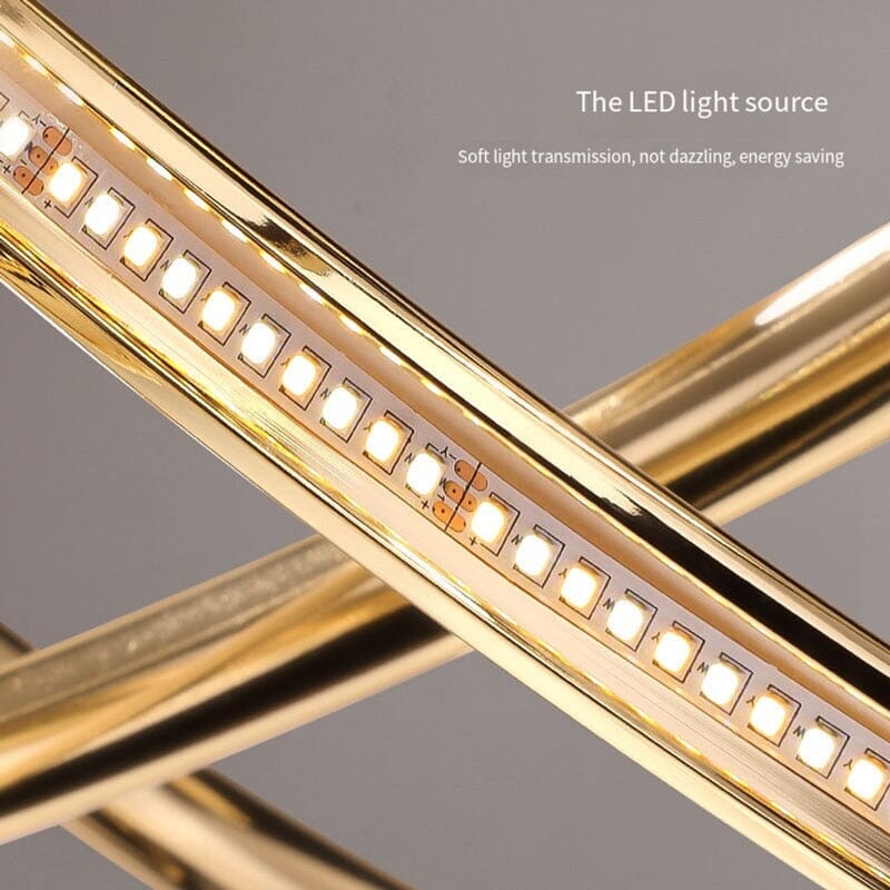 Aurelia Swirl Nordic Chandelier In Warm Gold With Dimmable LED Lighting