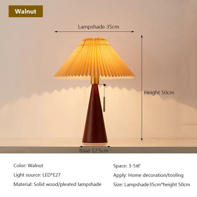 Kairo Walnut Wood Lamp With Warm LED Glow Vintage Modern Lighting