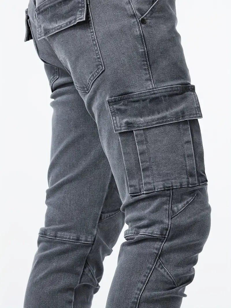 Men's Slim Fit Stretch Denim Cargo Jeans