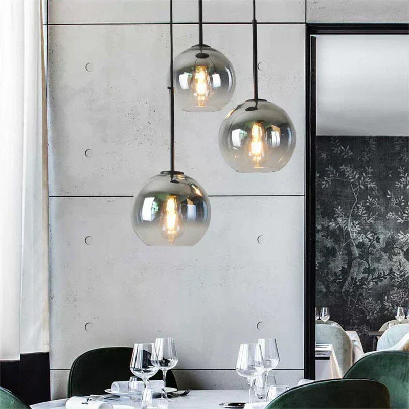 LyraNova Gradient Glass Globe Pendant Light in Brushed Gold